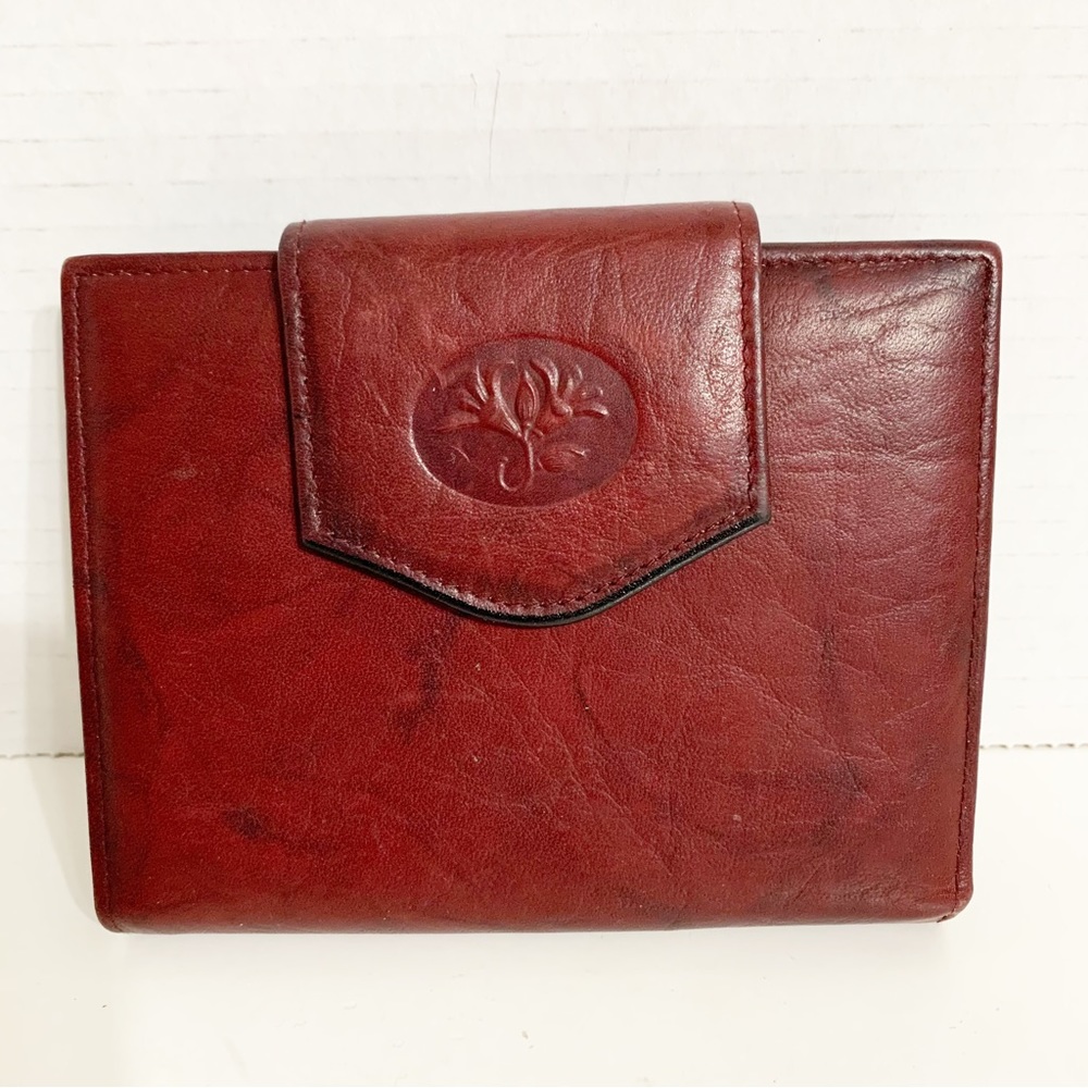 Vintage Buxton Marbled Top Grain Cowhide Leather Bifold Wallet with Coin Pouch